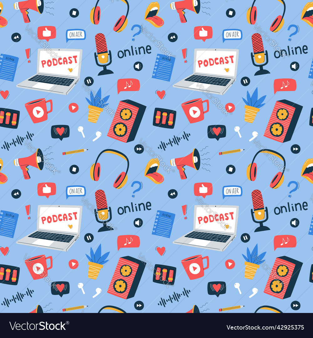 Seamless pattern with colored doodle elements vector image Seamless pattern with colored doodle elements