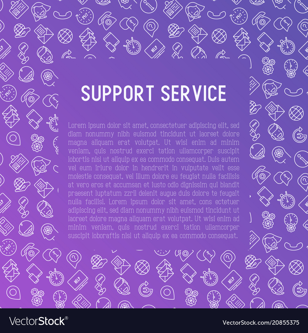 Support service concept with thin line icons vector image Support service concept with thin line icons