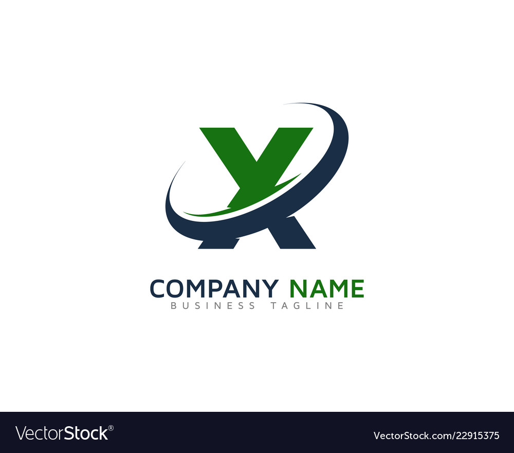 X ring letter with swoosh logo icon design