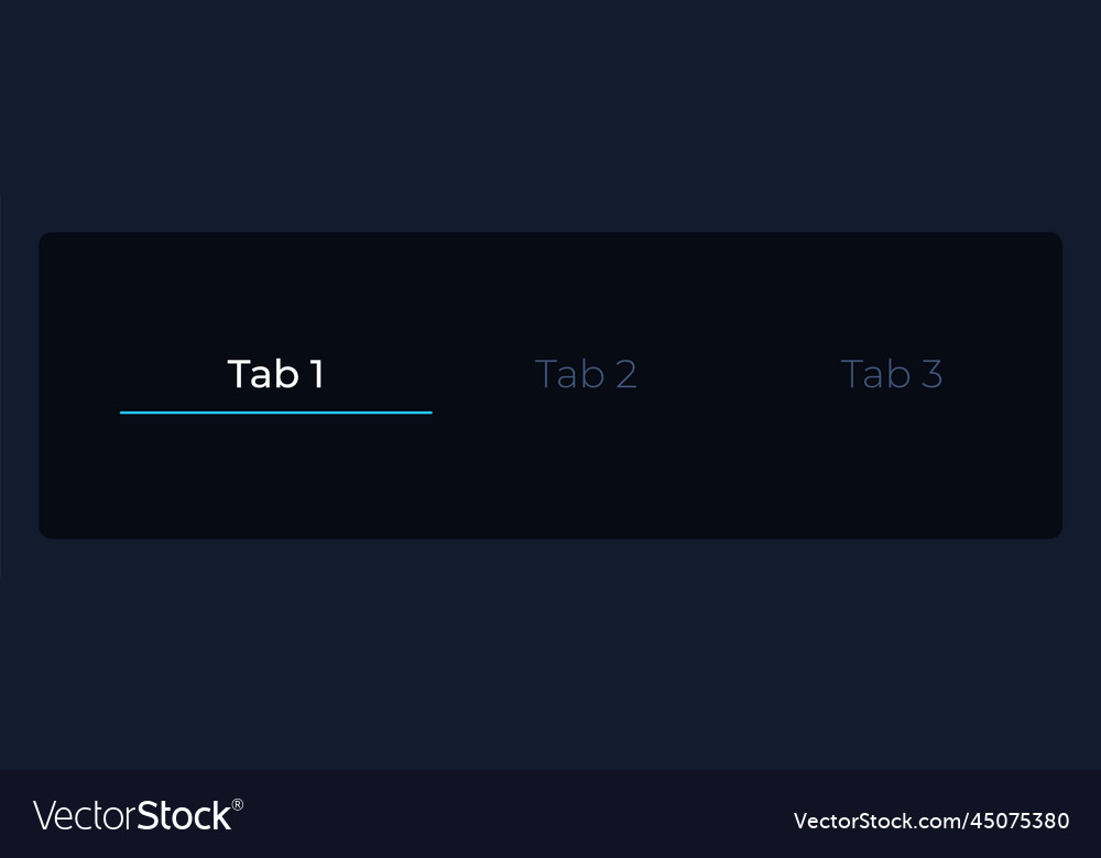 Aktive erste Registerkarte in Menüleiste ui Element Vorlage vector image Aktive erste Registerkarte in Menüleiste ui Element Vorlage