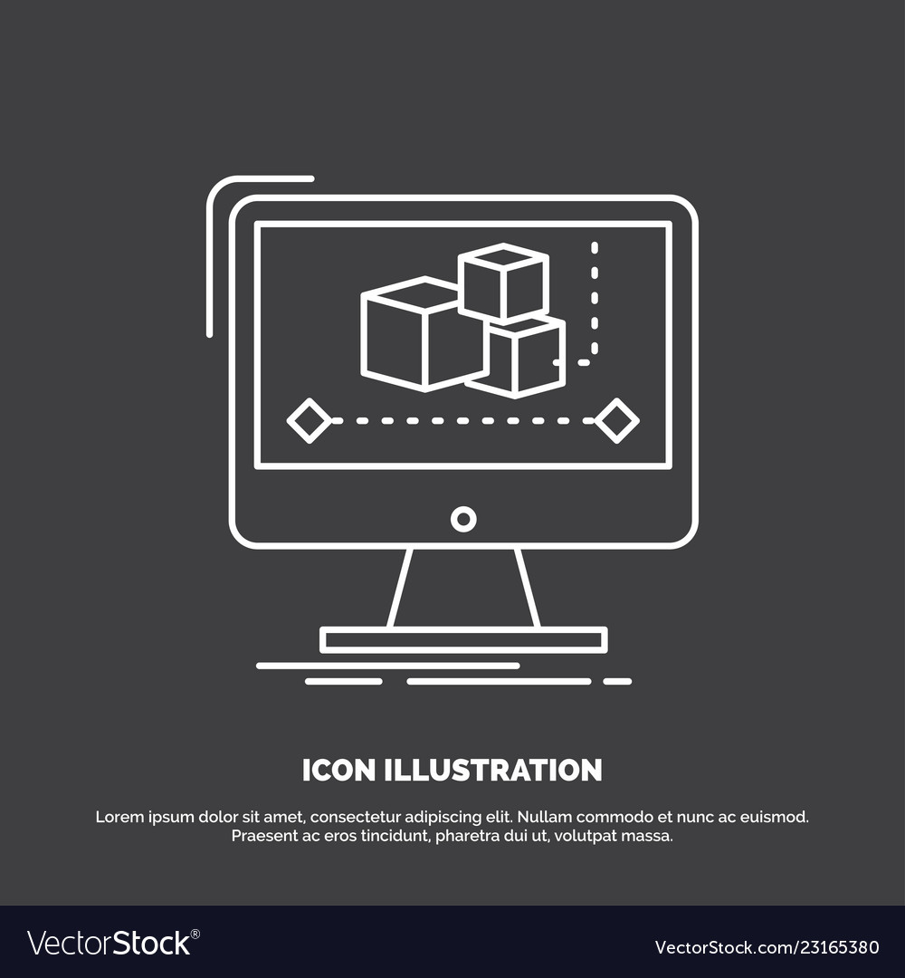 Animation computer editor monitor software icon vector image Animation computer editor monitor software icon
