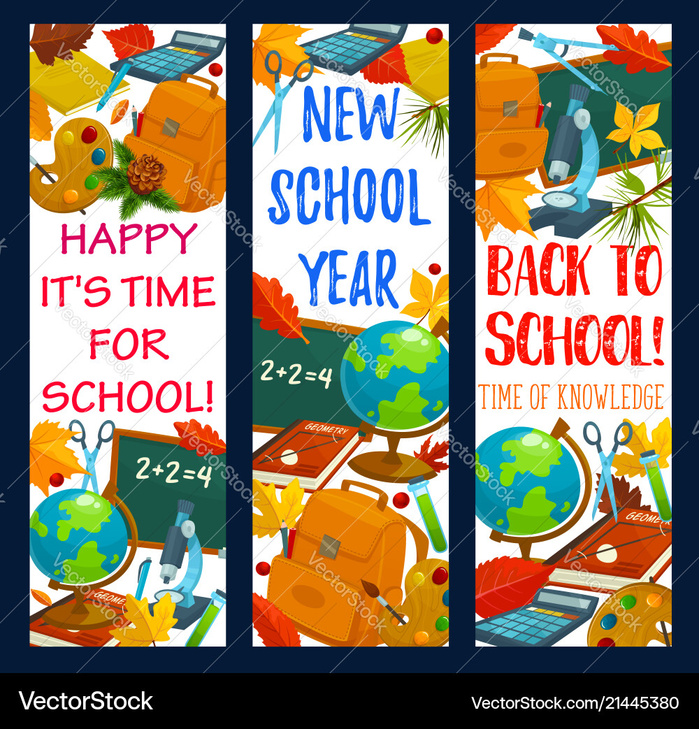 Back To School Stationery Banners Royalty Free Vector Image