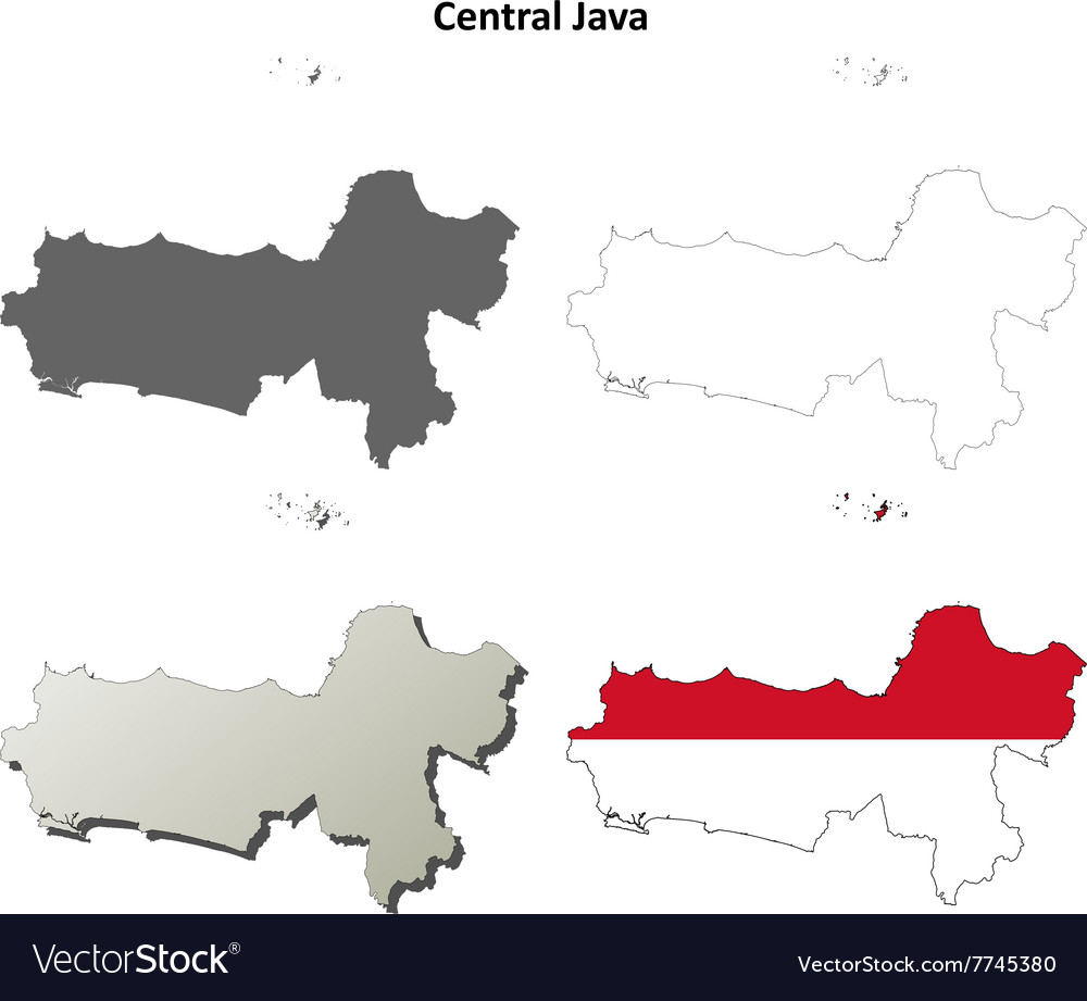 Central java blank outline map set