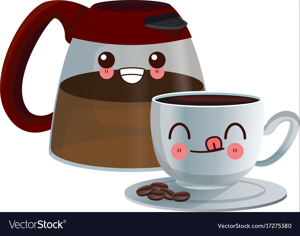 Download Coffee maker cup kawaii cartoon Royalty Free Vector Image