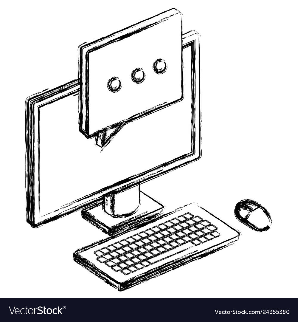 Computer desktop with speech bubble