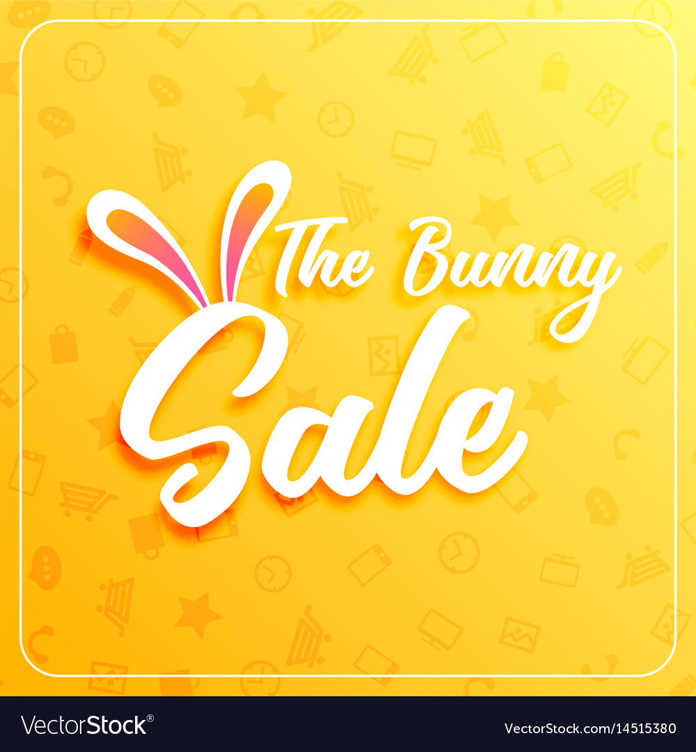 Cute easter sale banner design with bunny ears