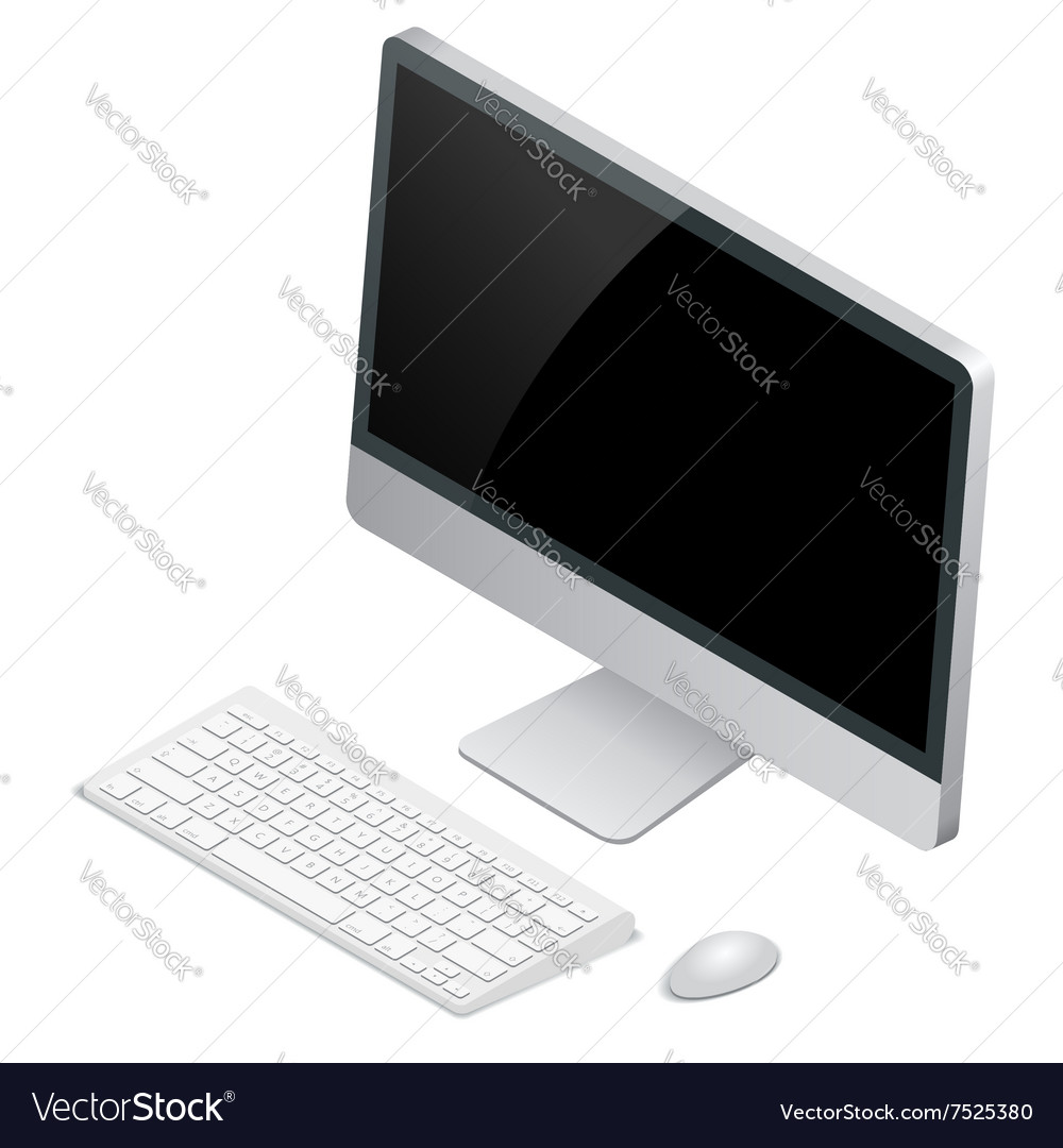 Desktop computer with wireless keyboard and mouse Vector Image