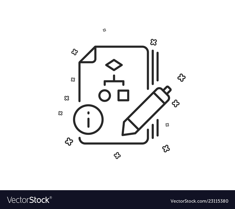 Documentation with algorithm line icon technical