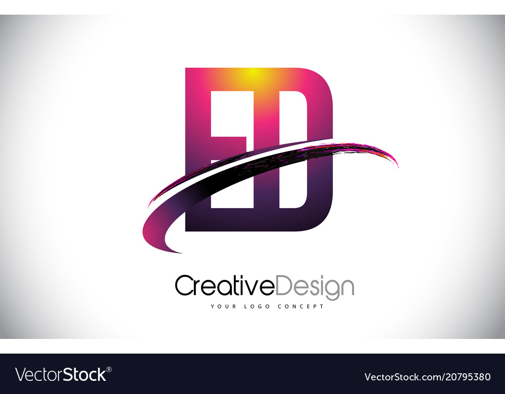 Ed e d purple letter logo with swoosh design Vector Image