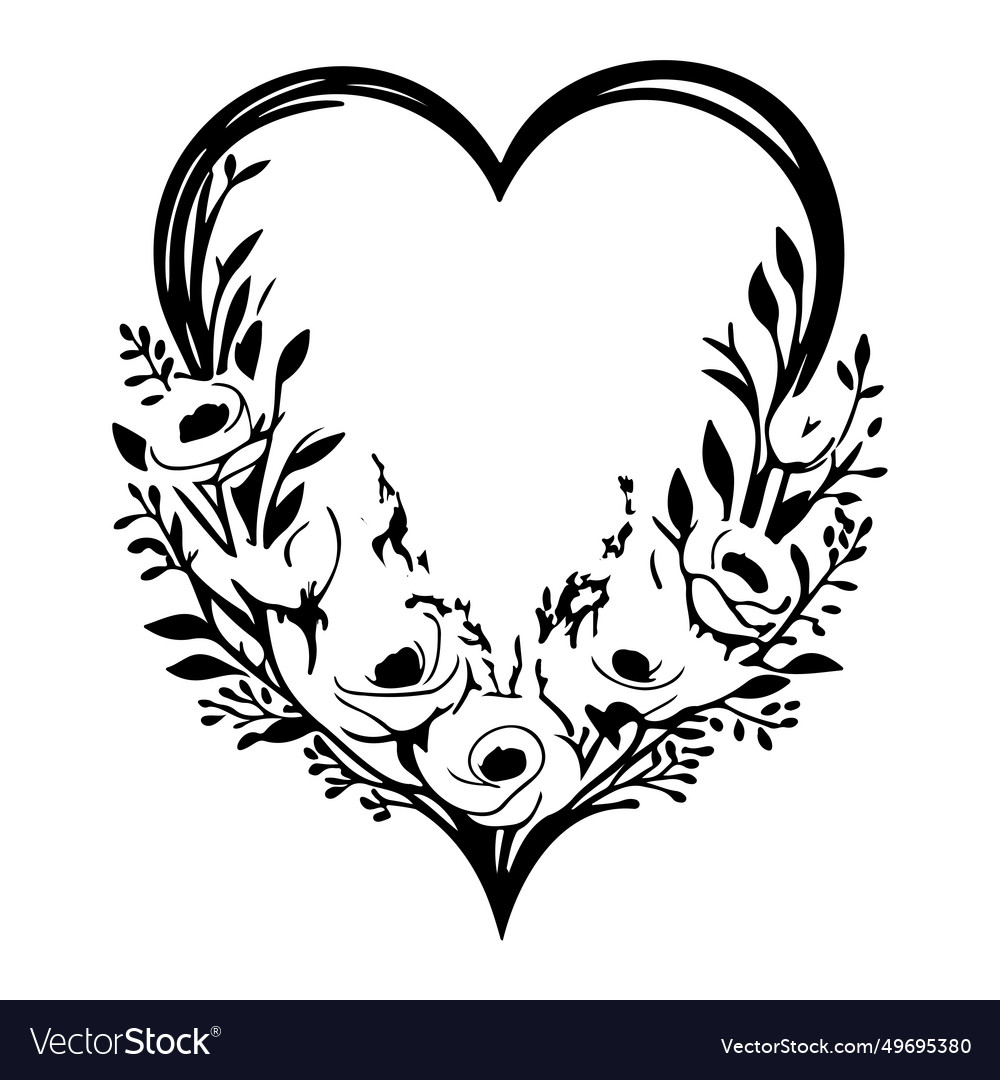 Frame love wedding flowers sketch hand draw Vector Image