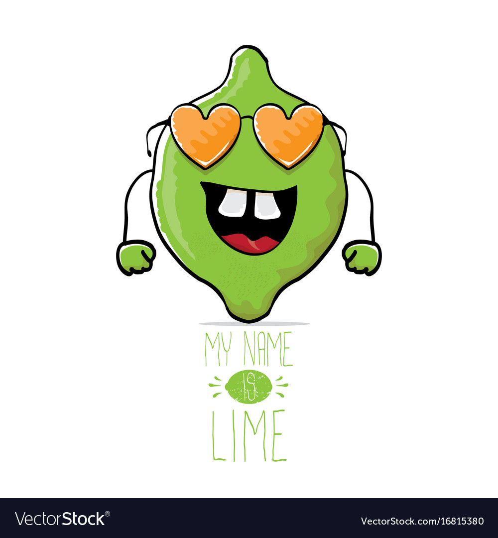 Funny cartoon cute green lime Royalty Free Vector Image