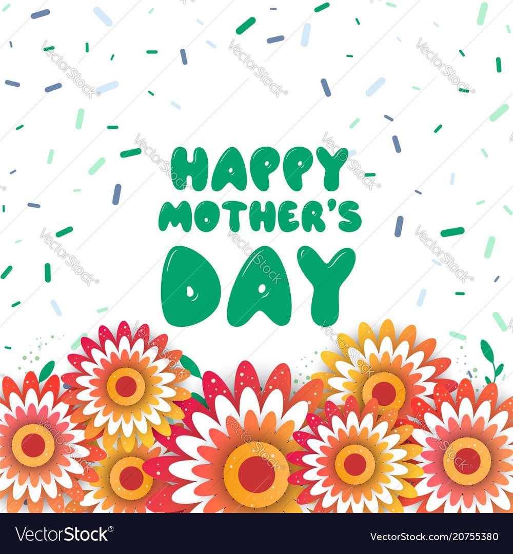 mothers day greeting card with blossom flowers vector image