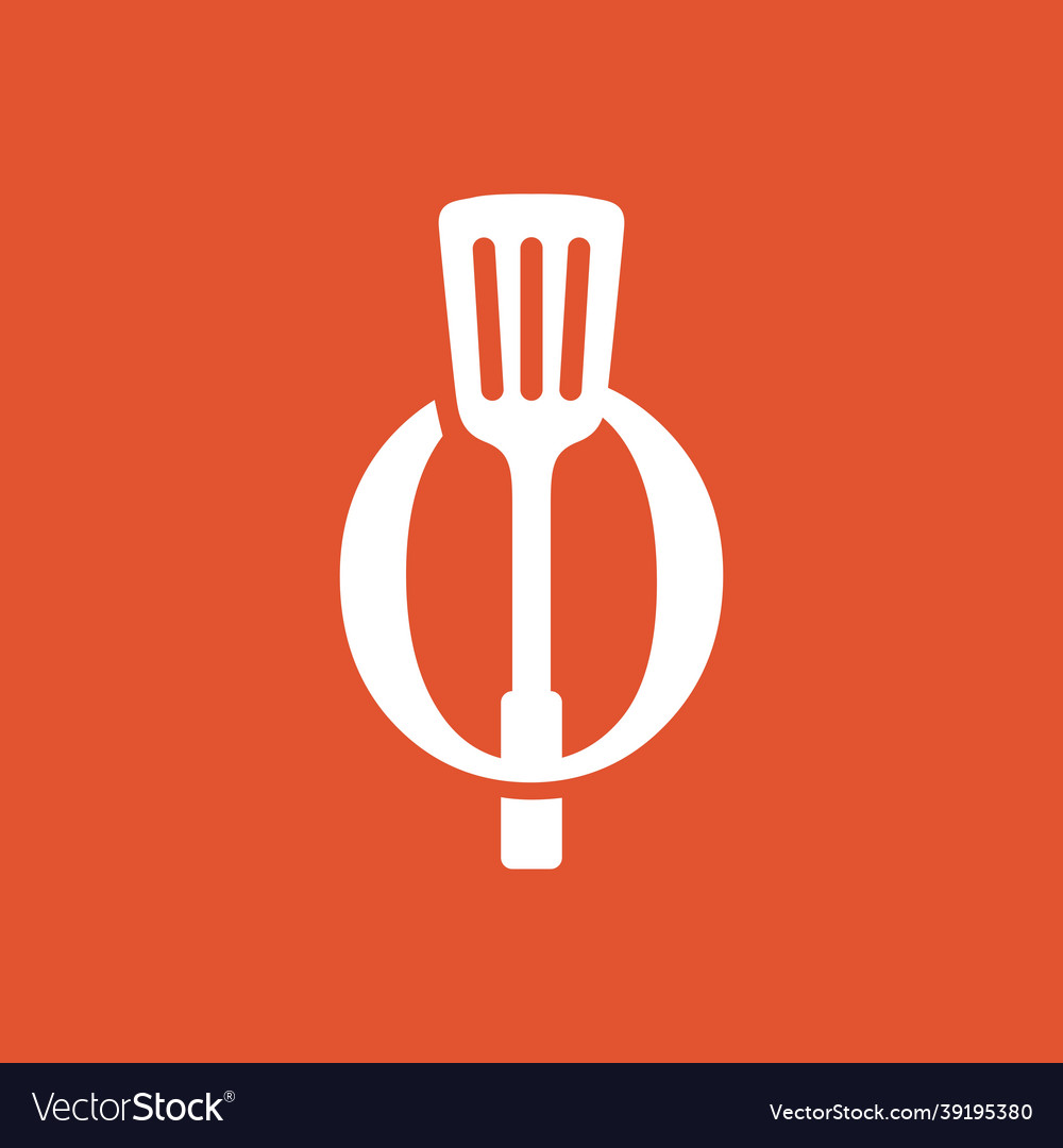 O letter spatula kitchen restaurant food logo icon