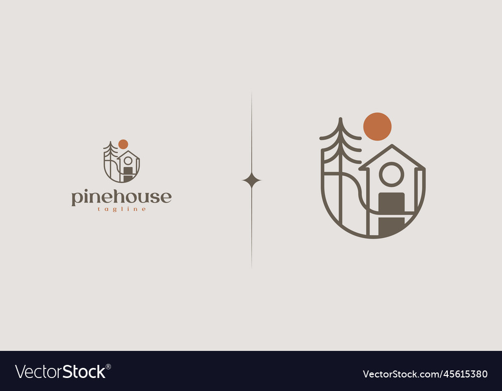 Pine house logo template universal creative