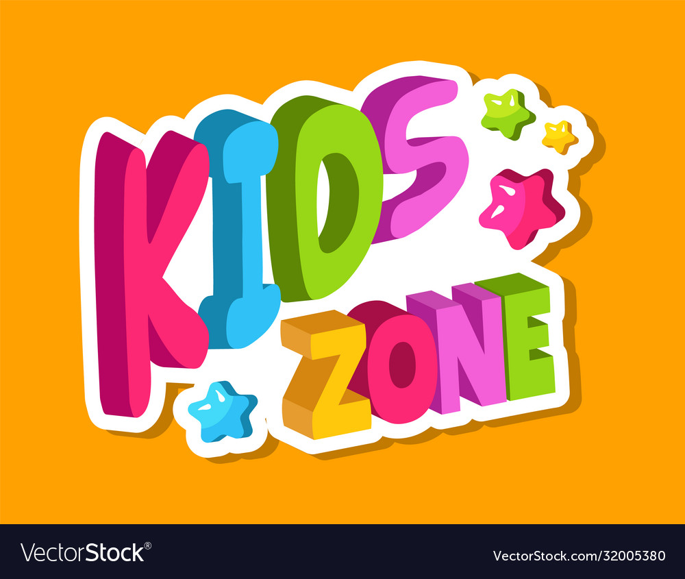 Playroom logo kids zone 3d lettering banner Vector Image