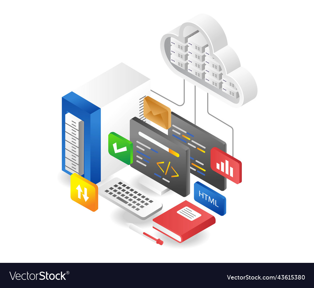 Program language with cloud server vector image Program language with cloud server