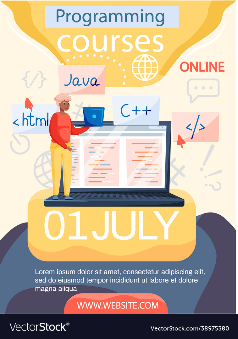 Programming courses online education coding vector image Programming courses online education coding