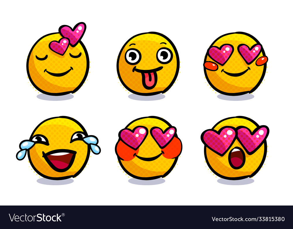 Set cute valentine emoticons in love