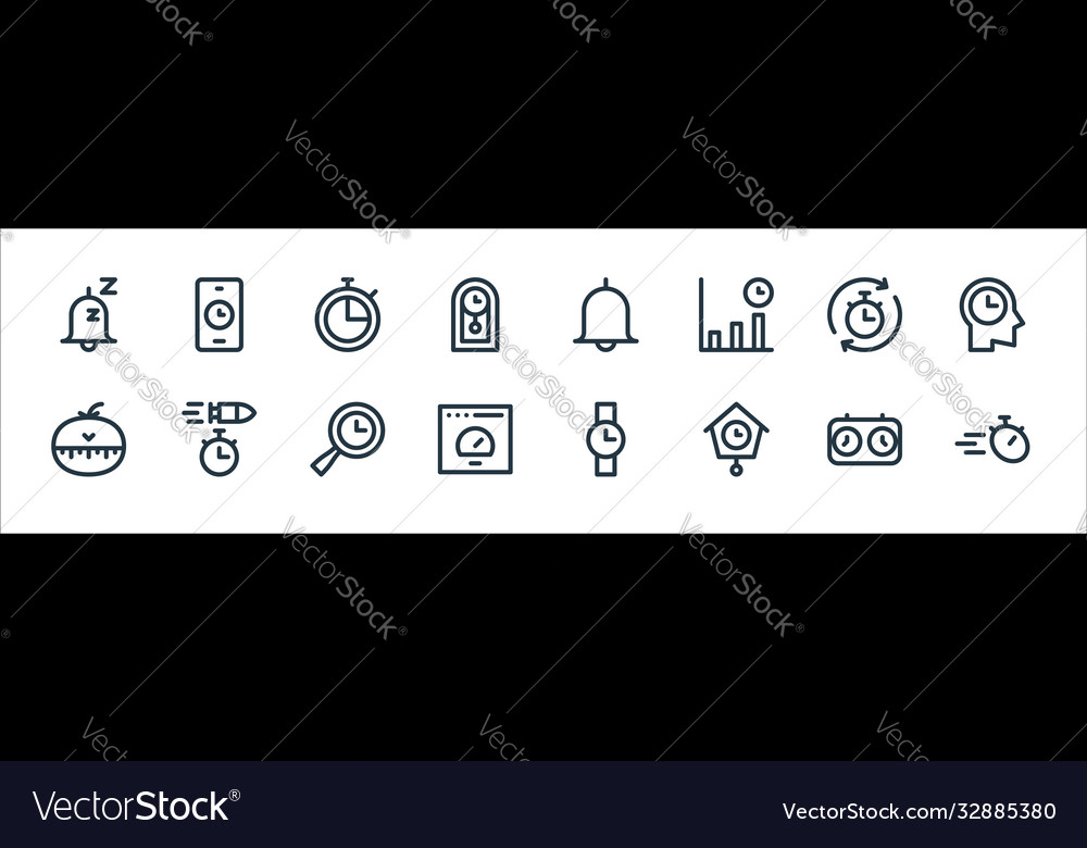 Speedometer and time line icons linear set vector image Speedometer and time line icons linear set