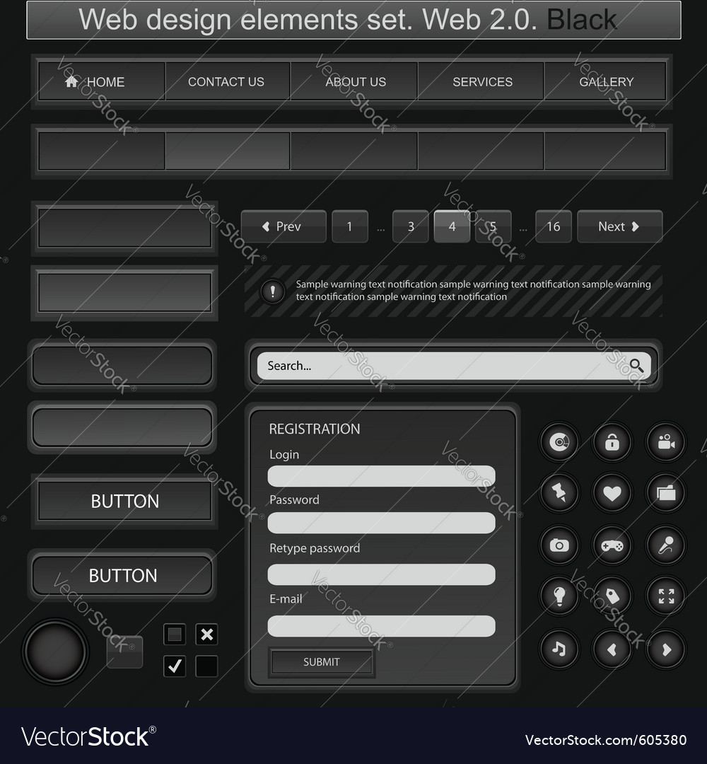 Web UI Element Collection - Dark Theme