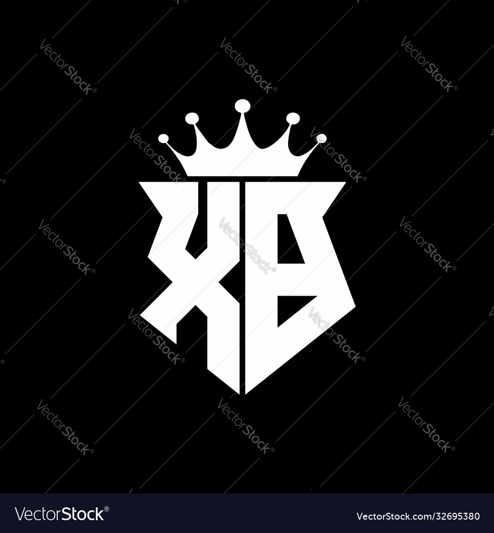 Xb logo monogram shield shape with crown design Vector Image