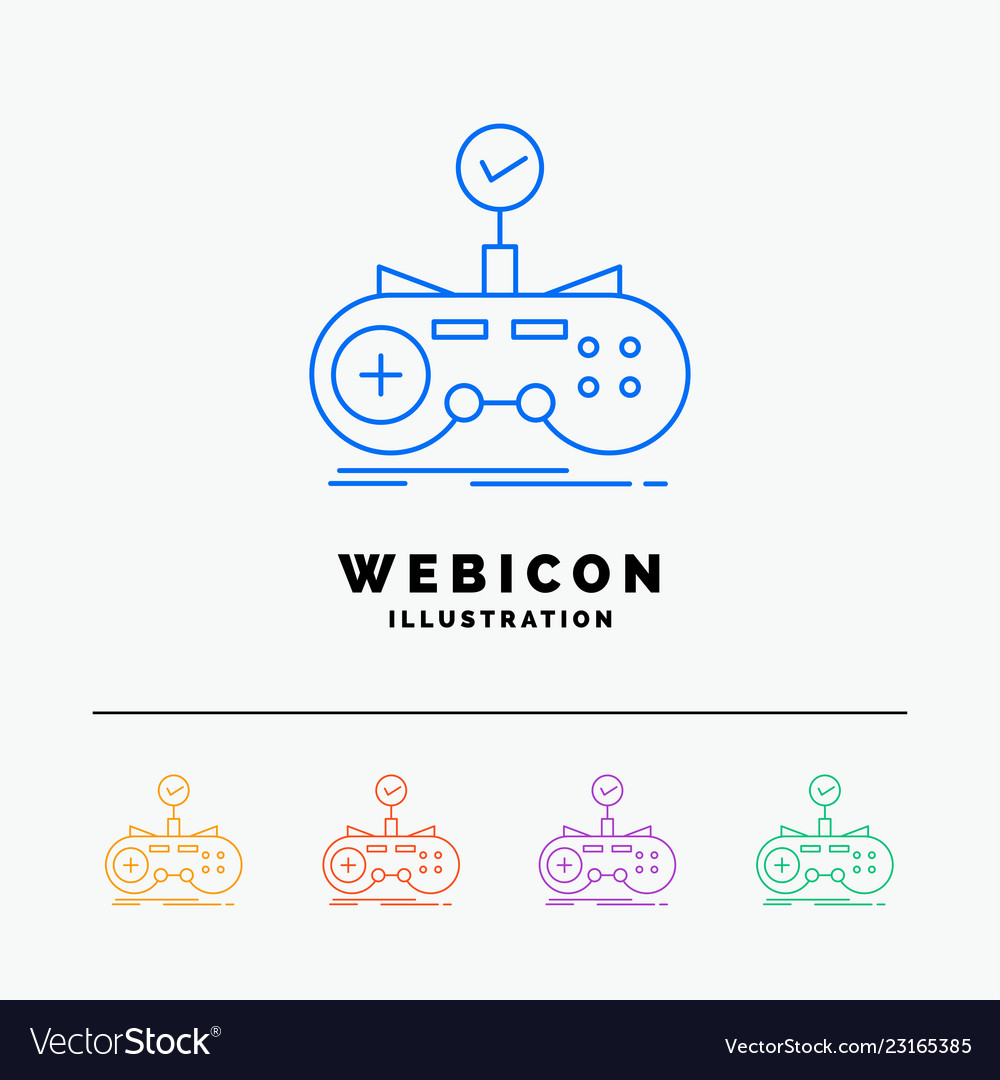 Check controller game gamepad gaming 5 color line vector image Check controller game gamepad gaming 5 color line