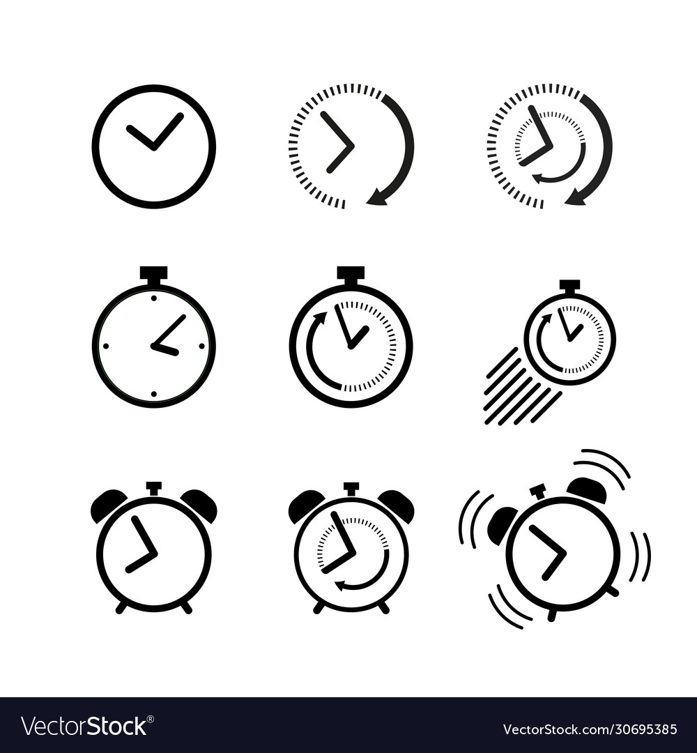 Clock icon set alarm deadline