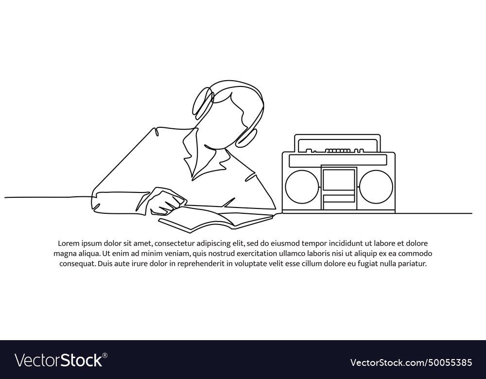 Continuous line design reading a book while vector image Continuous line design reading a book while