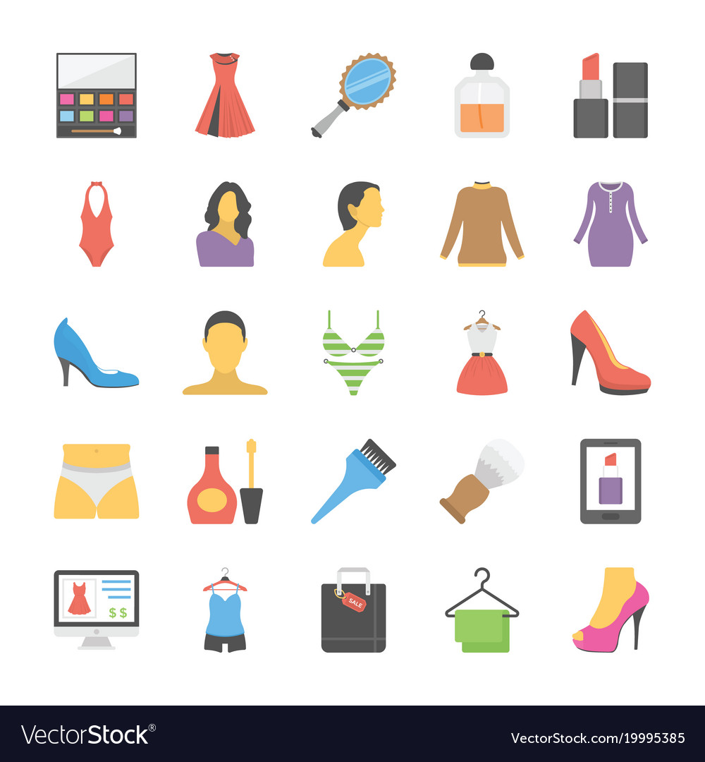 Fashion Flat Icons Set Royalty Free Vector Image