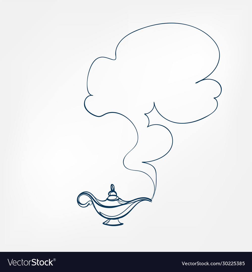 Gin lamp one line design element isolated vector image Gin lamp one line design element isolated