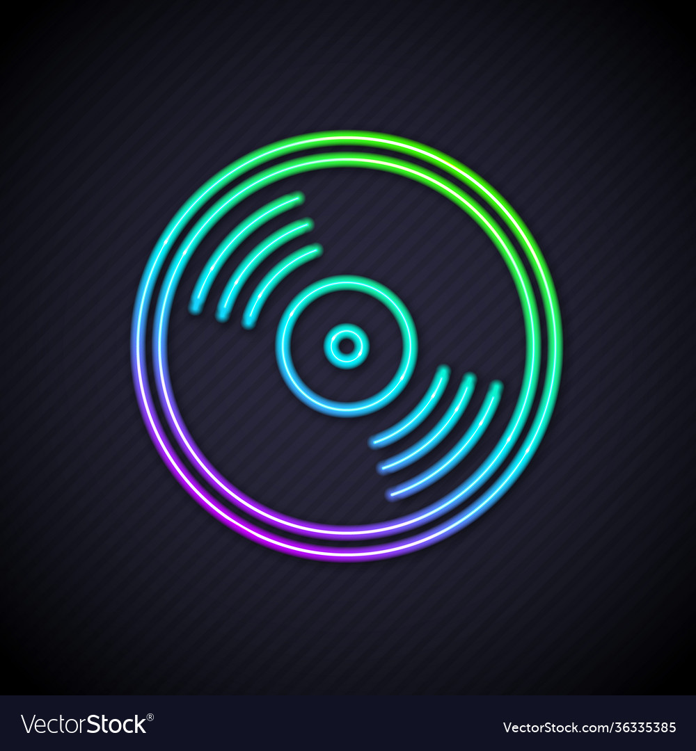 Glowing neon line vinyl disk icon isolated Vector Image