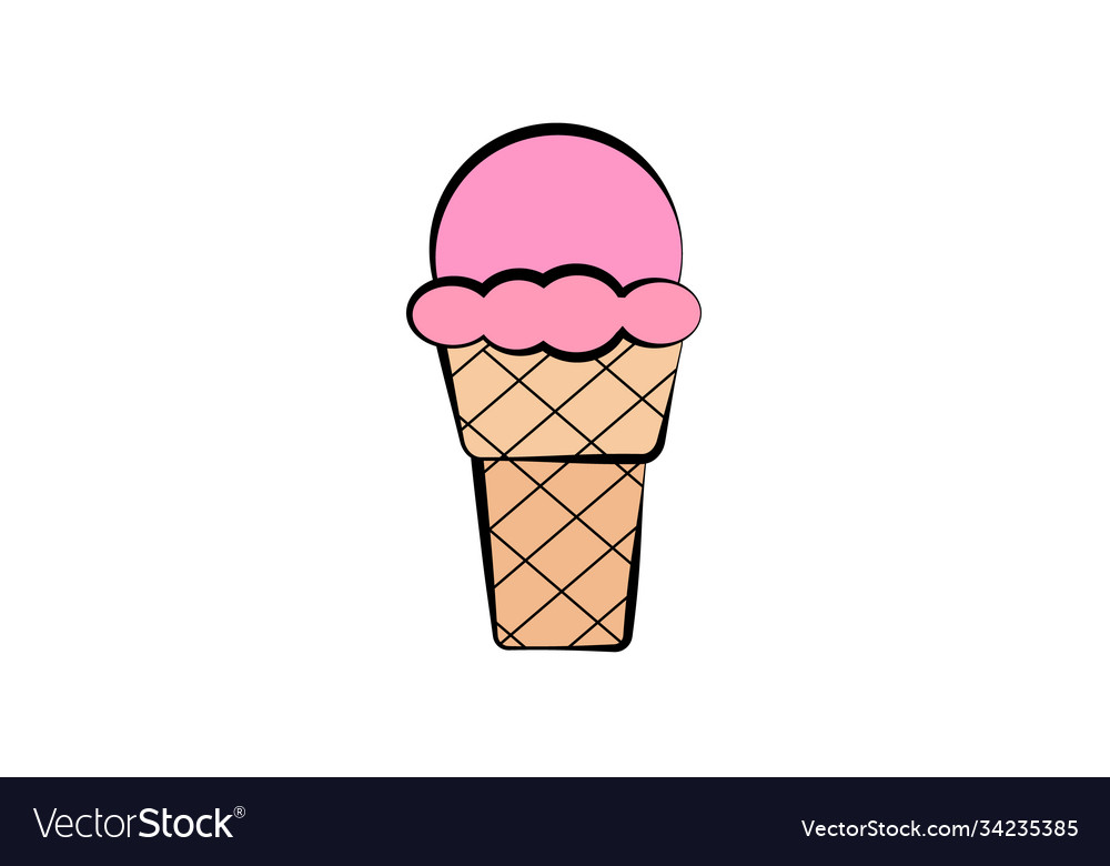 Ice cream in a ball pink color brown Royalty Free Vector