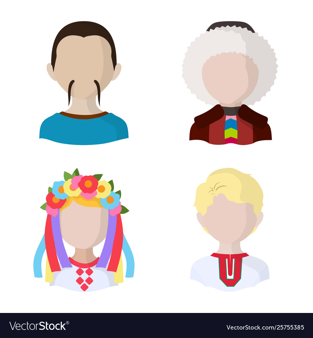 Isolated object nation and race icon set vector image Isolated object nation and race icon set