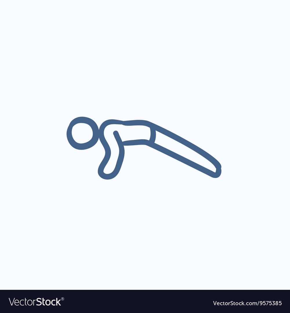 Man making push ups sketch icon