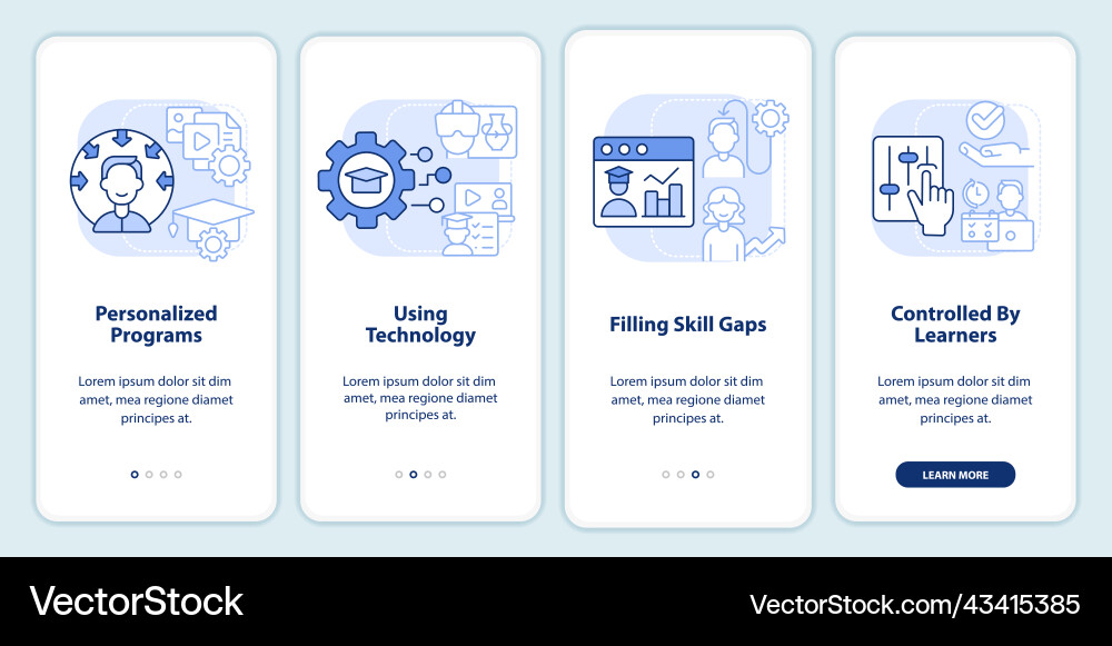 Microlearning methods light blue onboarding Vector Image