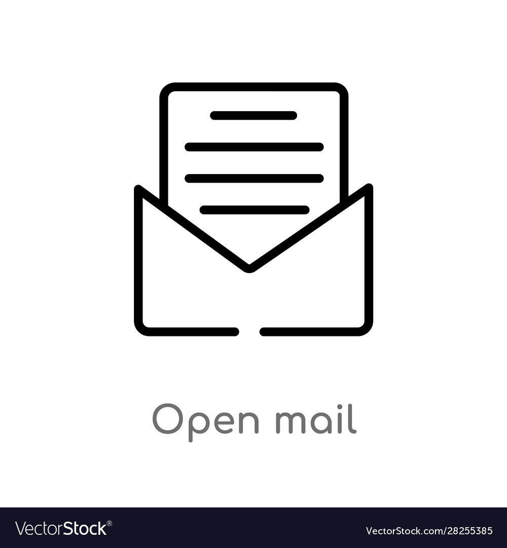 Outline open mail icon isolated black simple line