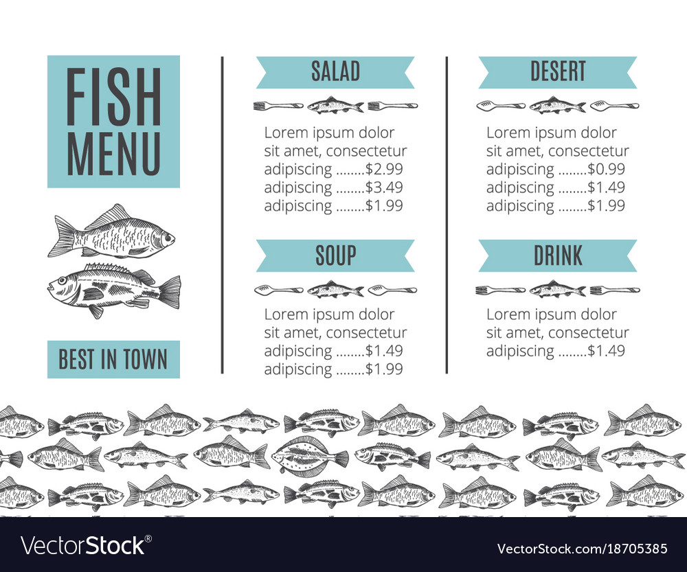 Seafood design fish menu Royalty Free Vector Image