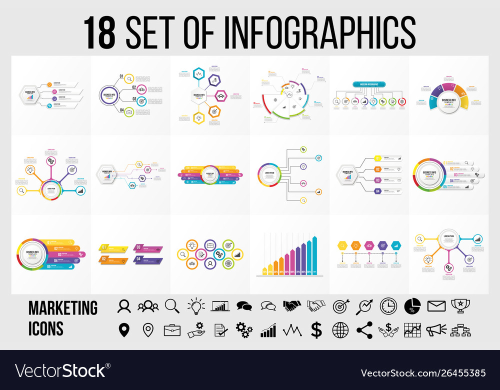 Set of infographics elements design template vector image Set of infographics elements design template