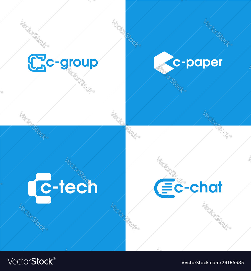 Simple c initial logo designs tech