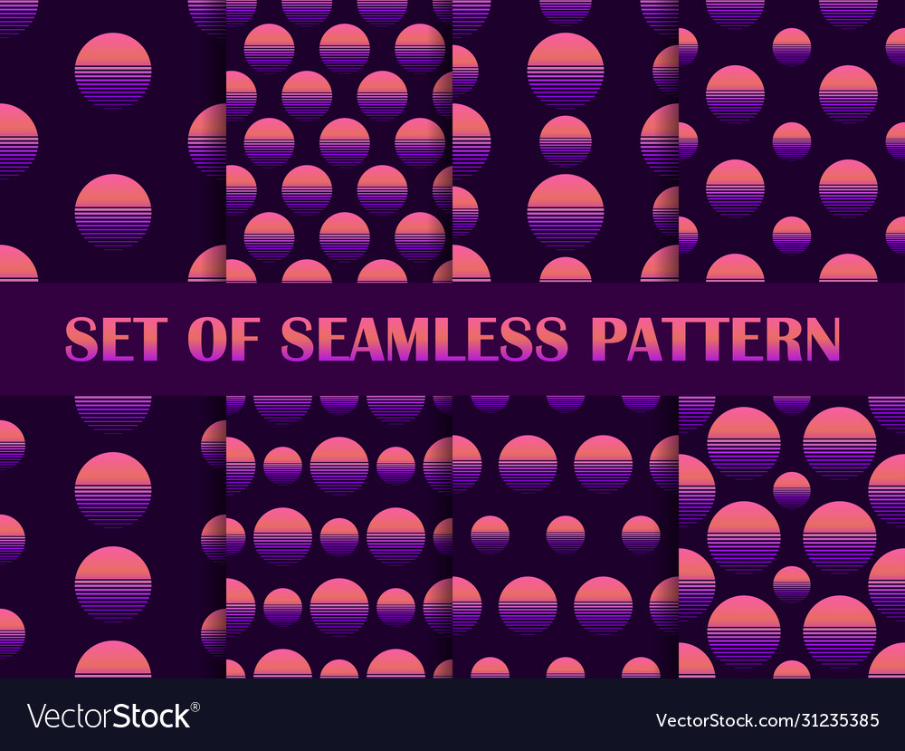 Sun set seamless patterns in style vector image Sun set seamless patterns in style