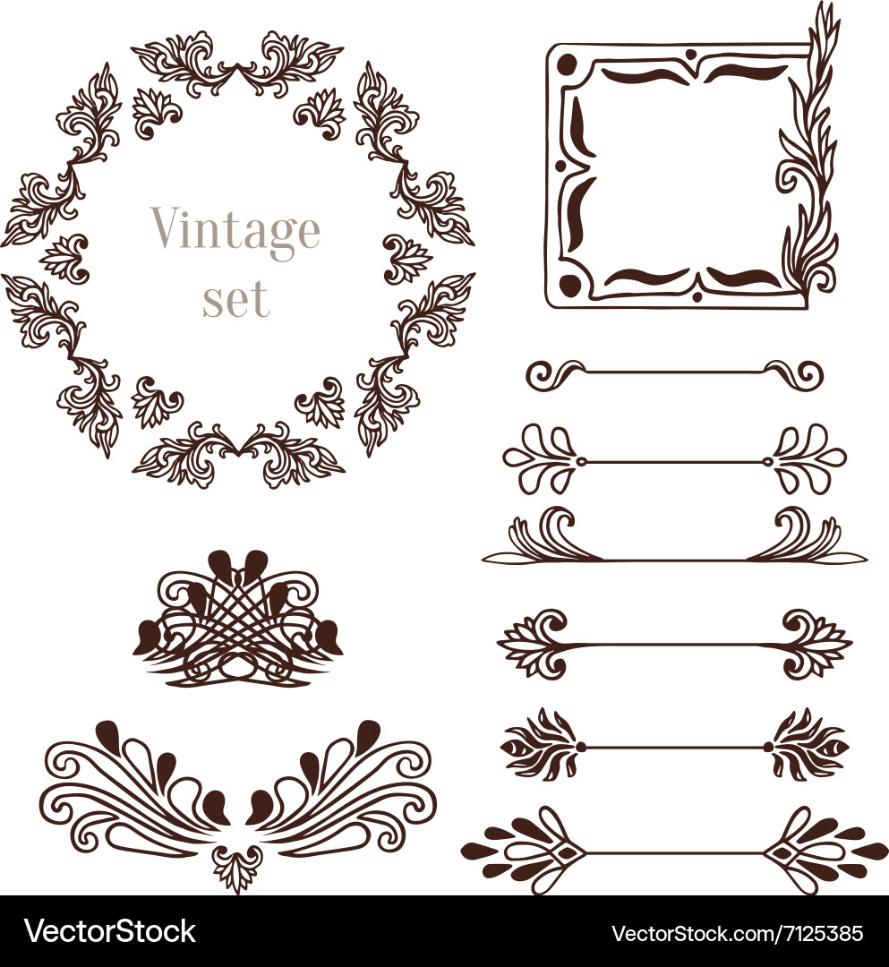 Vintage frames and border elements Royalty Free Vector Image