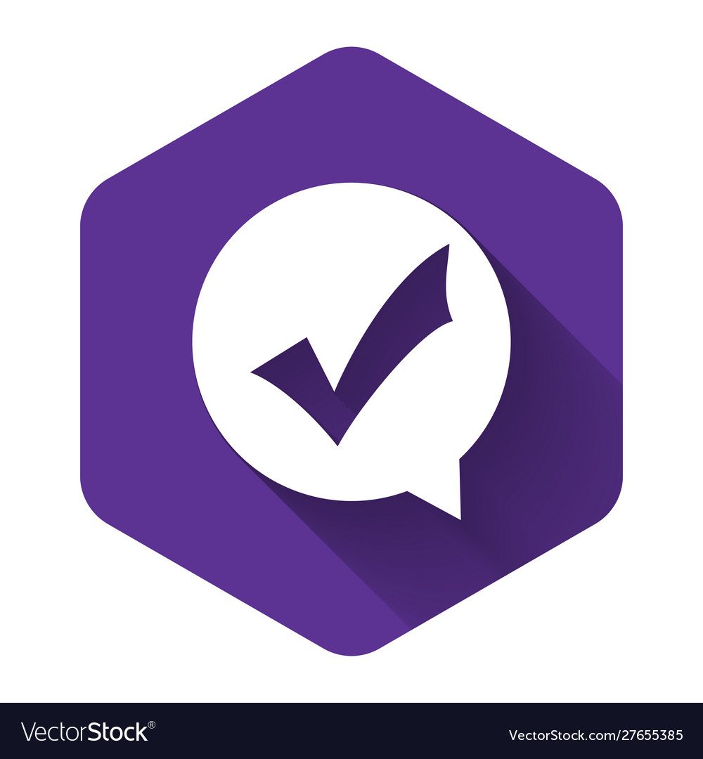 White check mark in circle icon isolated with long vector image White check mark in circle icon isolated with long