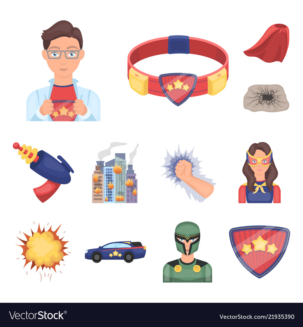 A fantastic superhero cartoon icons in set