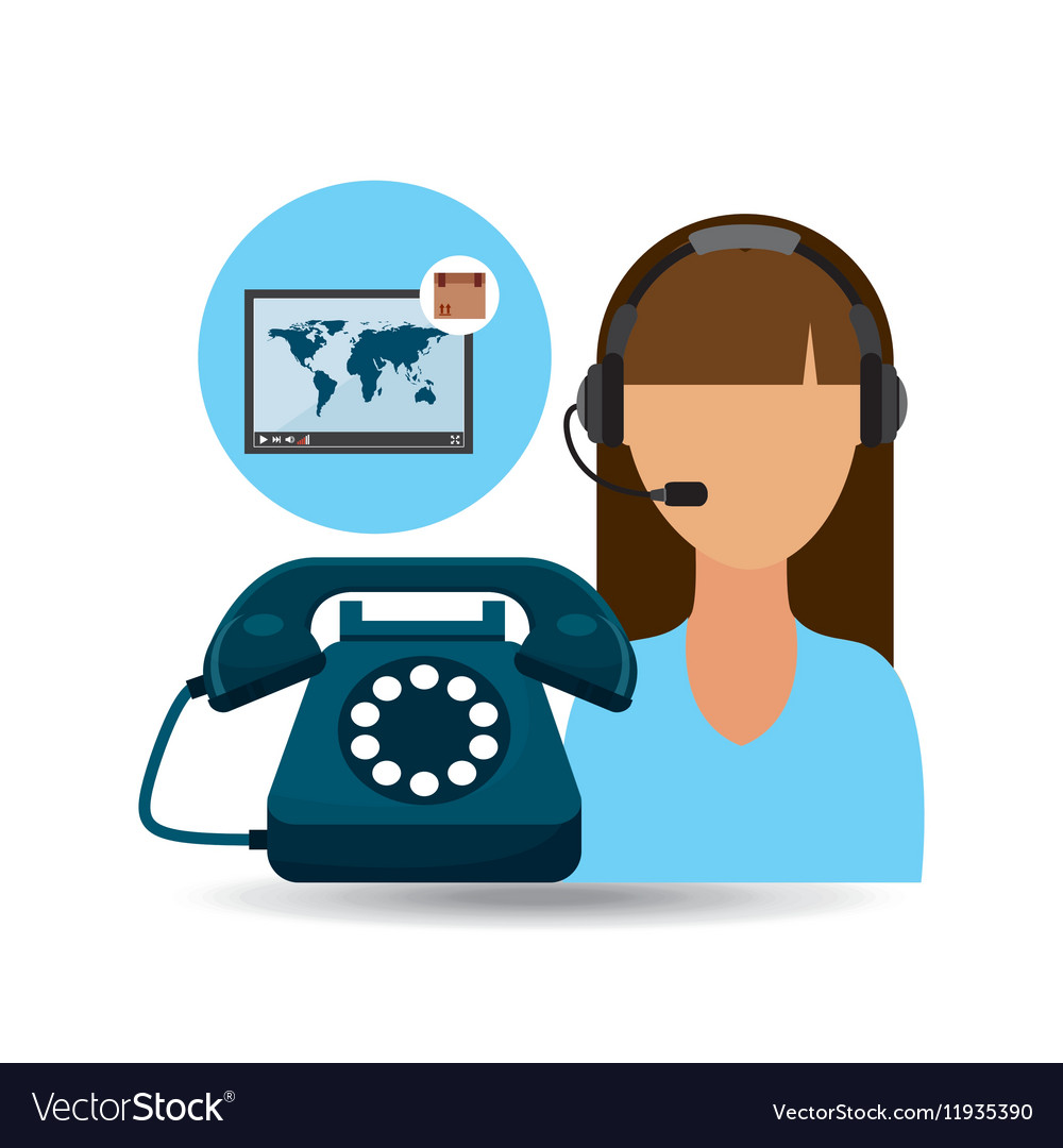 Call centre woman working delivery world