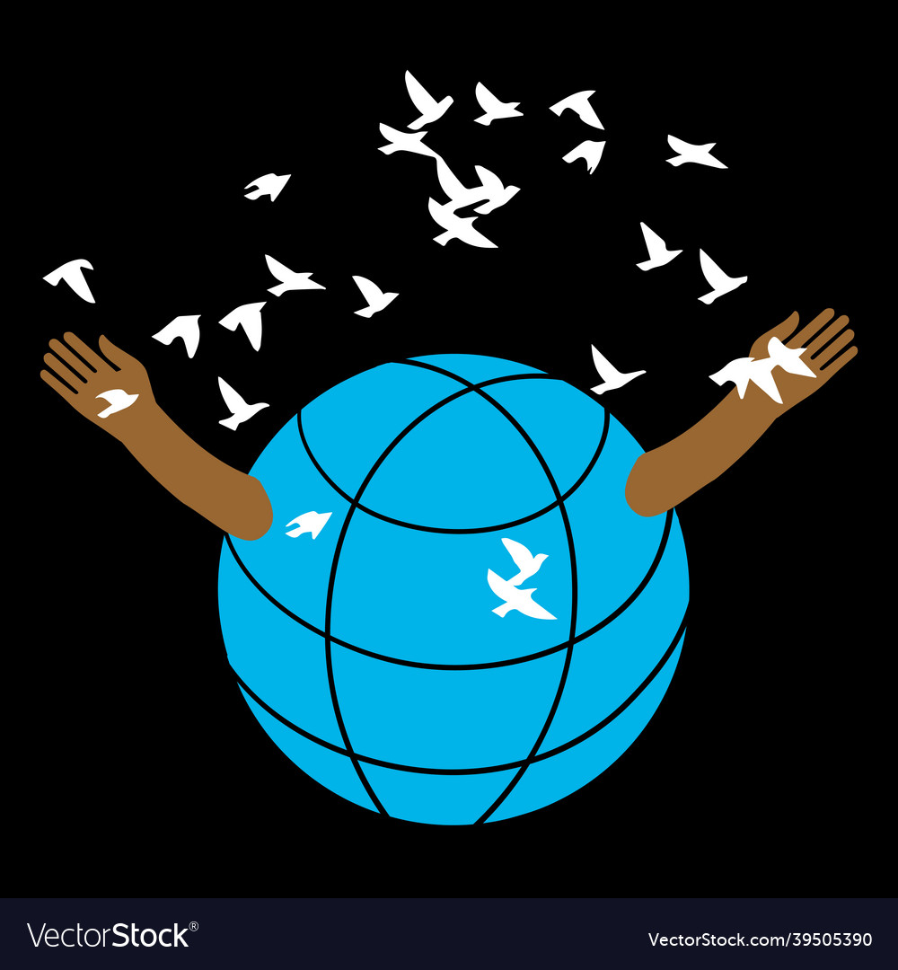 Globe opens the arms of flock birds