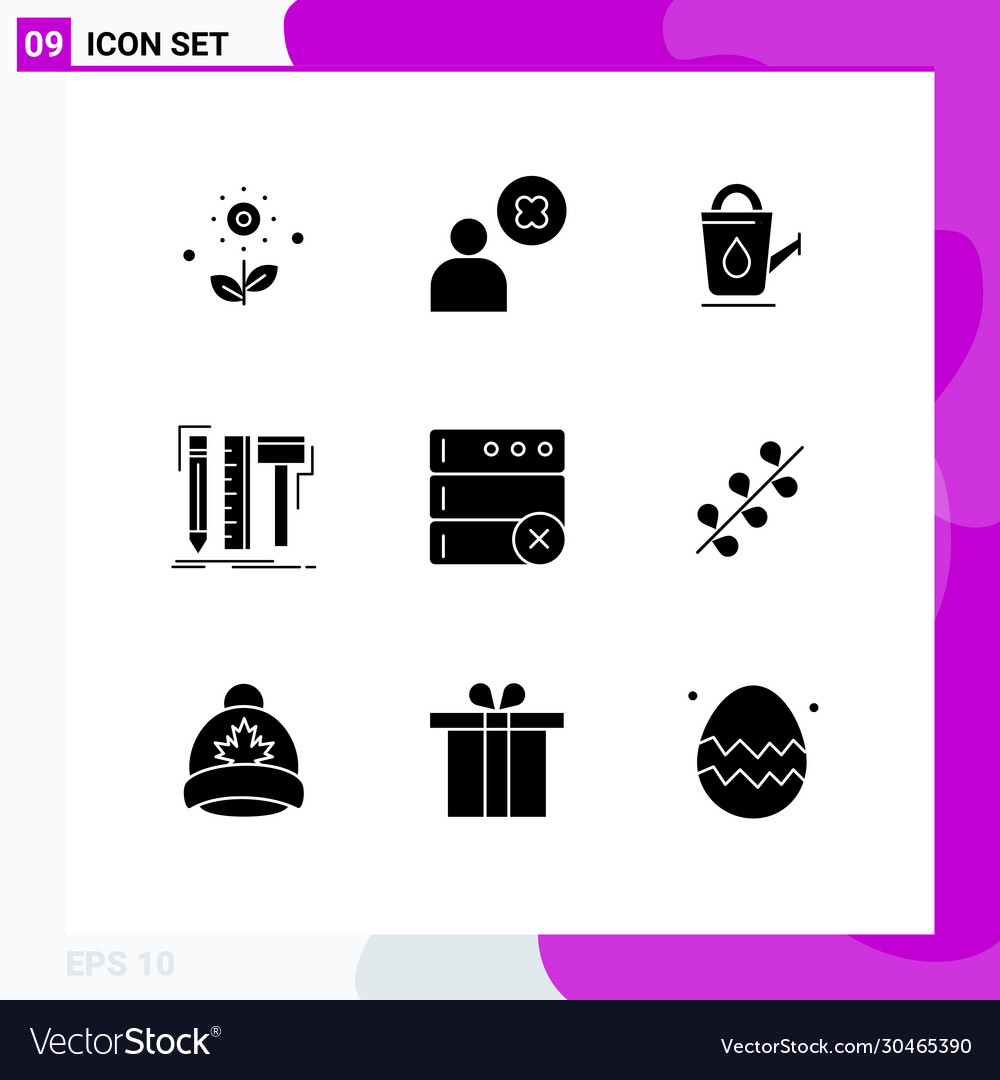 Mobile interface solid glyph set 9 pictograms