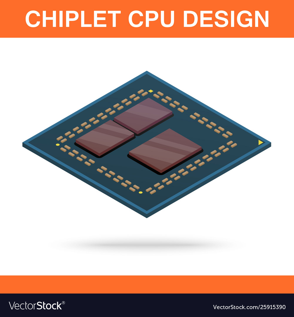 Realistic isometric modern chiplet cpu design vector image Realistic isometric modern chiplet cpu design