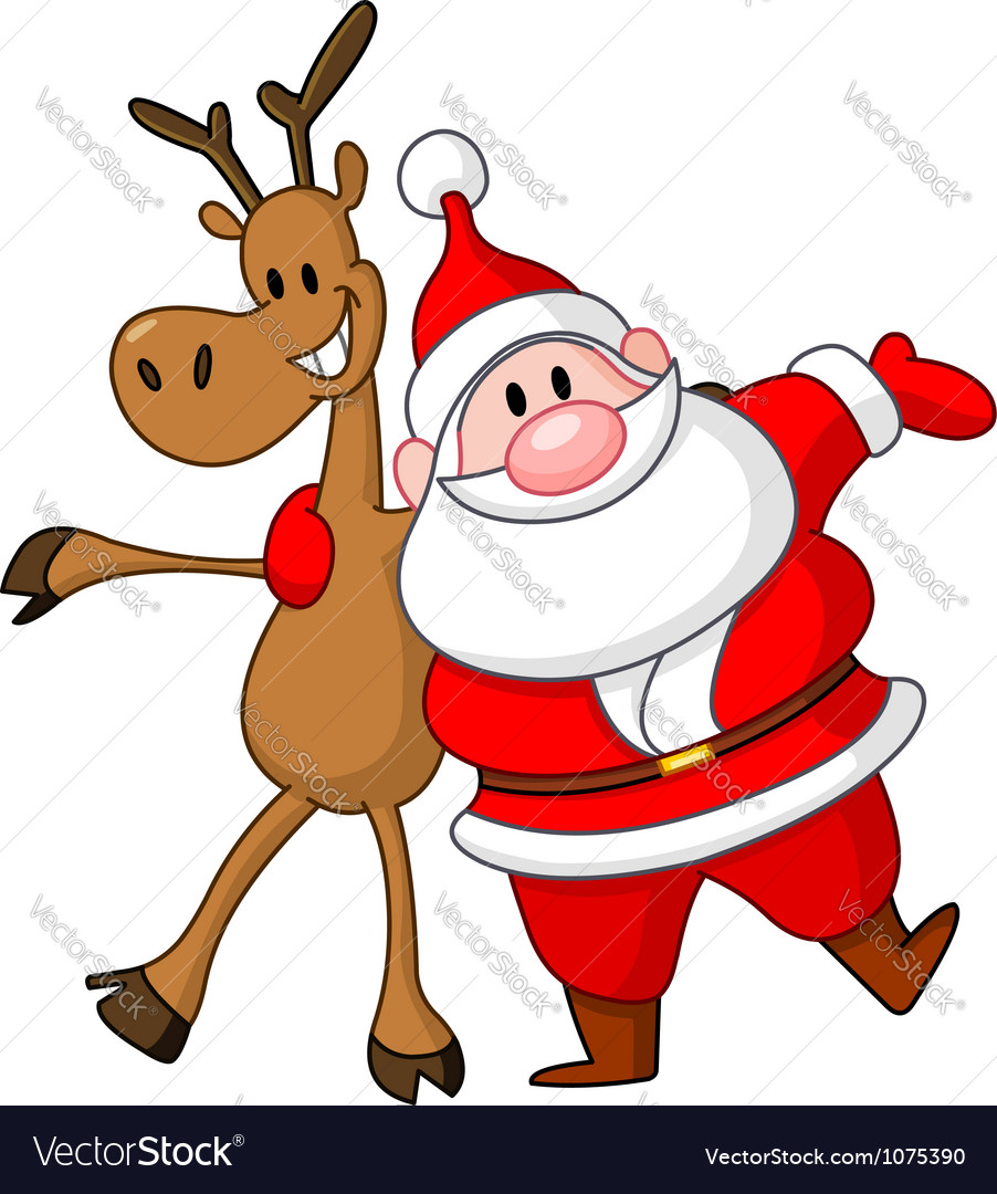 Reindeer and santa Royalty Free Vector Image - VectorStock