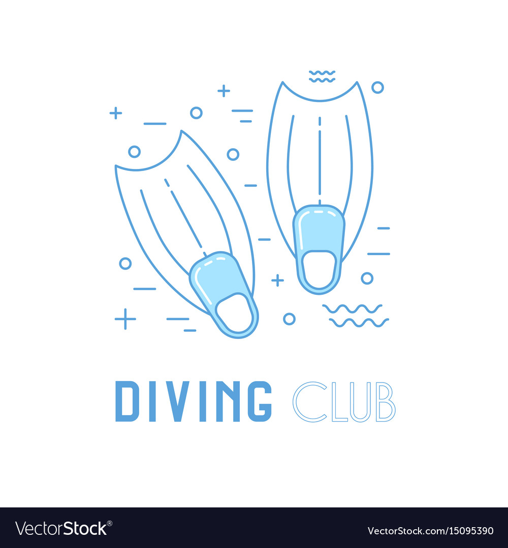 Scuba diving line art with fins