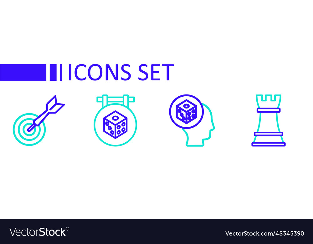 Set line chess game dice and classic dart board vector image Set line chess game dice and classic dart board